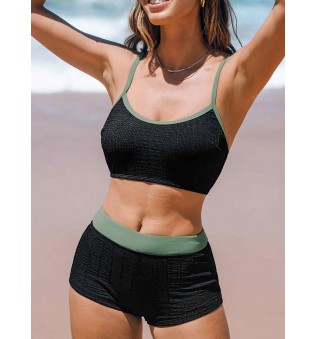 Women's High Waist Adjustable Straps Bikini Set